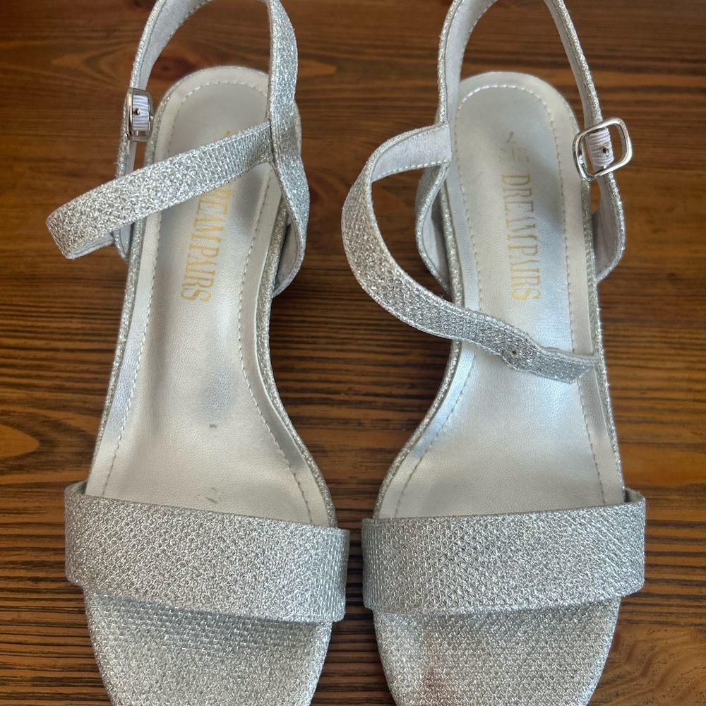 Dream Pairs Women's Glittery Silver Sandals